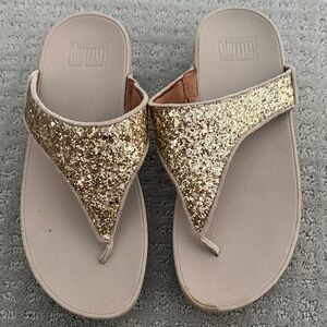 FitFlop Glittery Gold Women's Sandals 7